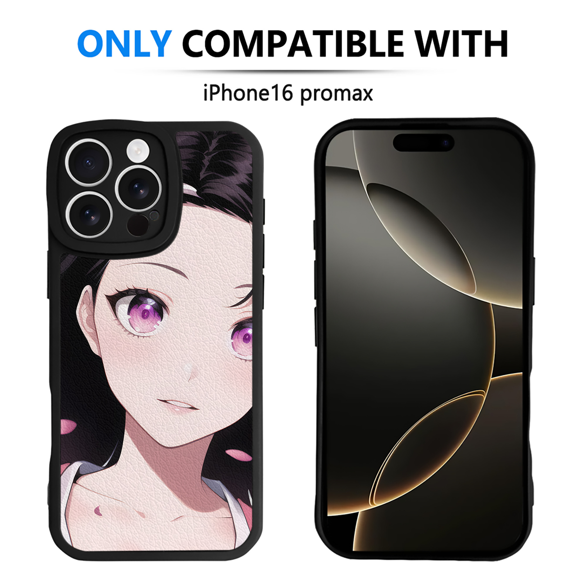 （画像用） 鬼滅の刃（きめつのやいば）竈門 禰󠄀豆子／かまど ねずこ Kamado Nezuko 【iPhone 16シリーズ対応】シリコンスマホケース（レザー調） 材質：シリコン
